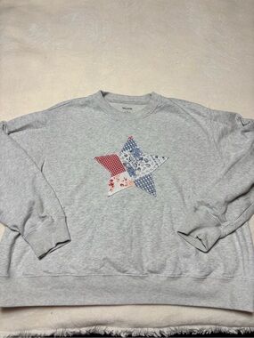 Hollister Gray Crewneck Sweatshirt with Patchwork Star